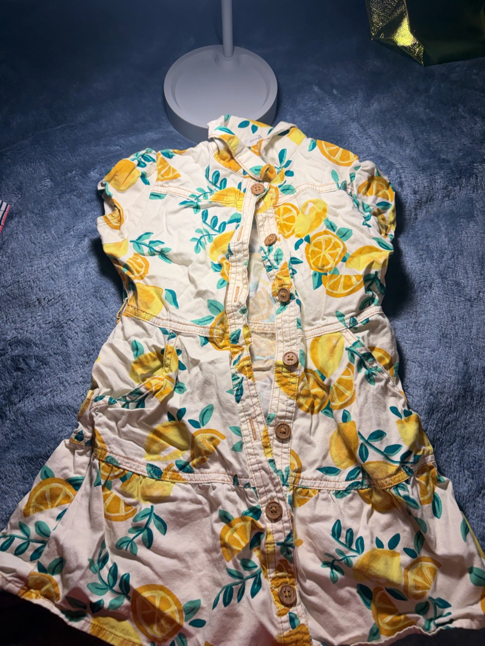 wonder nation White Romper with Yellow Lemon Print and Green Leaves